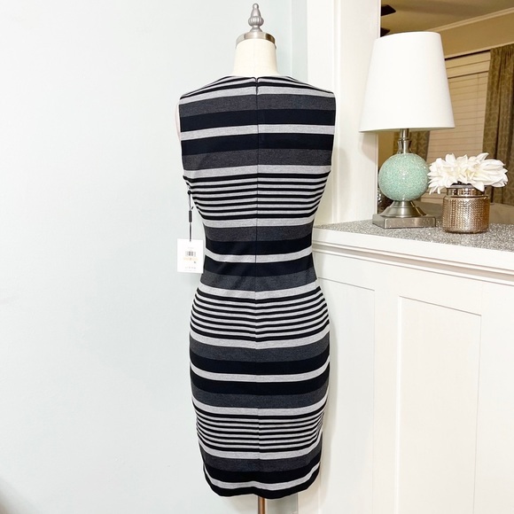 Calvin Klein Striped Sheath Dress Black & Gray Size 2 XS Nwt - Picture 6 of 11